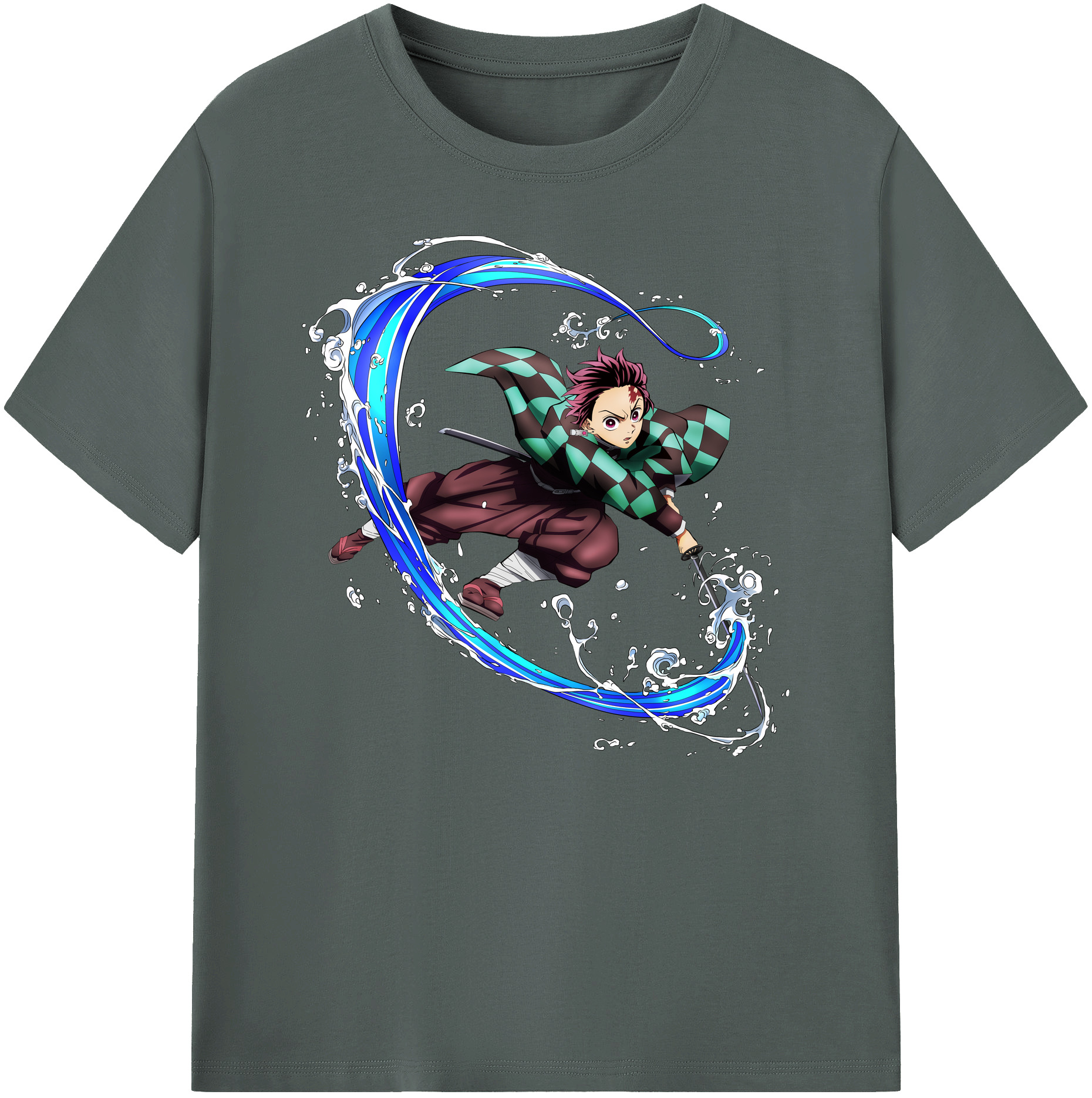 （画像用） 鬼滅の刃 竈門 炭治郎／かまど たんじろう Kamado Tanjirou 綿100％ メンズ半袖Tシャツ｜肌触りやわらか＆通気性